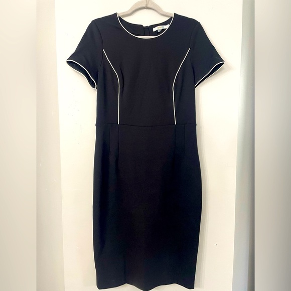 Boden Dresses & Skirts - Boden, size 10, women’s black midi fitted lined pencil dress with white piping